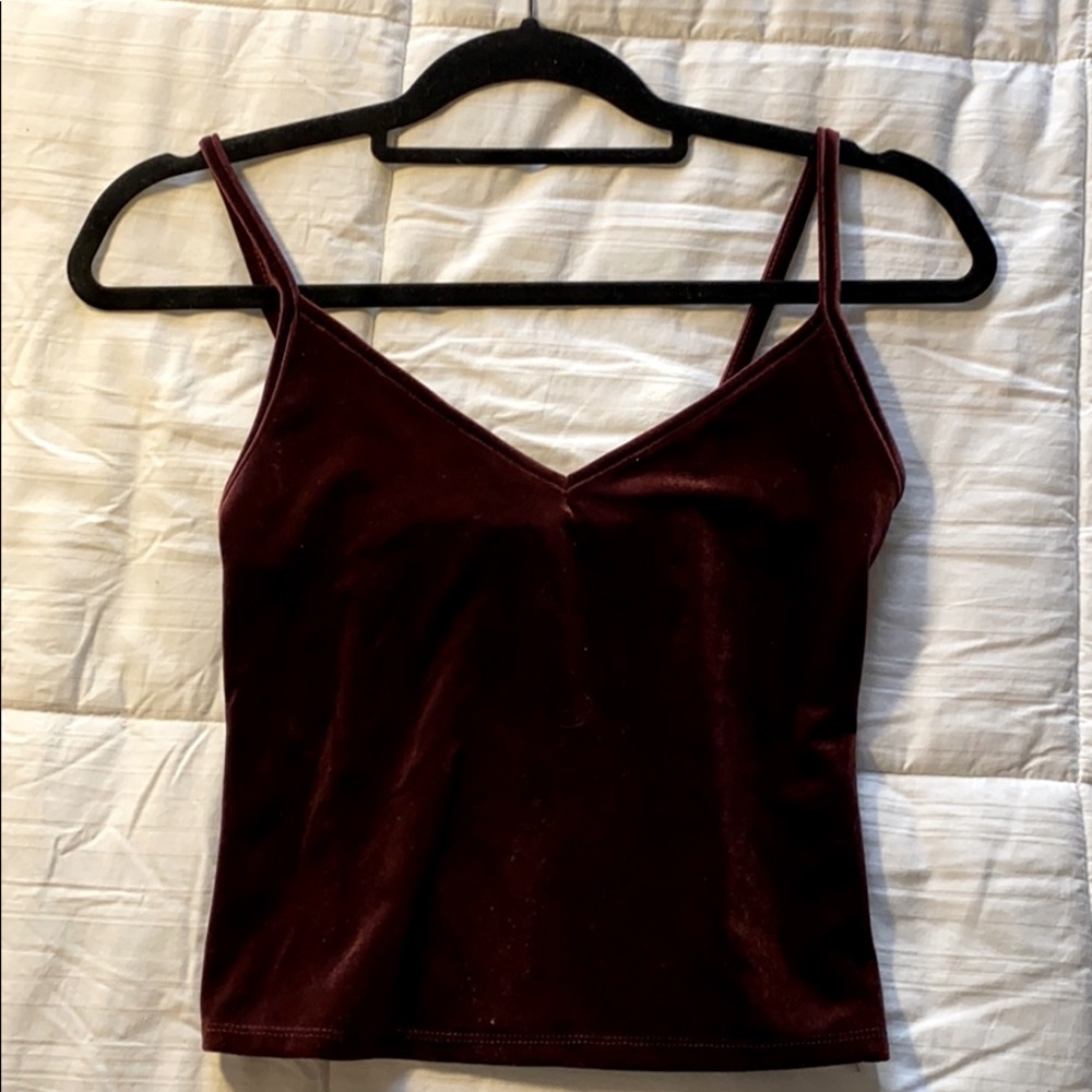 maroon velvet crop top